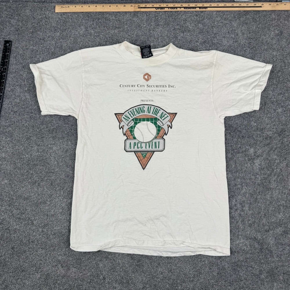 Giant T-Shirt Mens Size L White Cotton Graphic Print USA Heavyweight Vintage